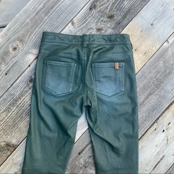 Notify Genuine Leather Skinny Pants Made in Italy Emerald Green - Picture 9 of 11